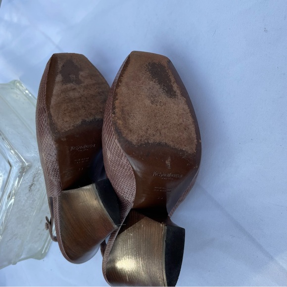 Yves saint Laurent python sandals with bow. Wood heel. - Picture 5 of 6